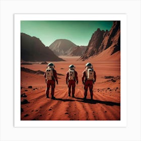 Three Astronauts On Mars Art Print