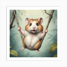 Hamster On Swing 1 Art Print