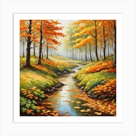 Forest In Autumn In Minimalist Style Square Composition 279 Art Print