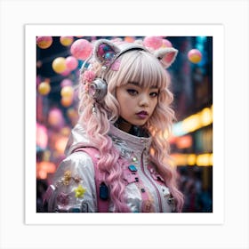 Cyberpunk Kawaii Girl Art Print