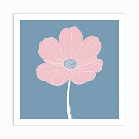 A White And Pink Flower In Minimalist Style Square Composition Art Print