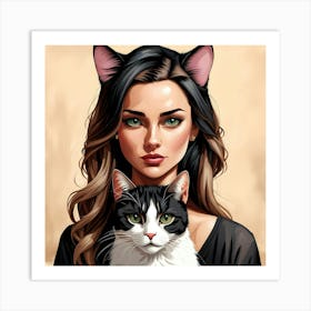 Cat Woman 1 Art Print