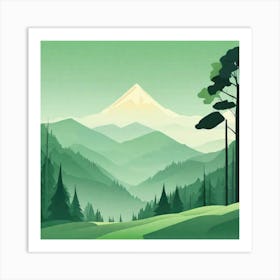 Misty mountains background in green tone 82 Art Print