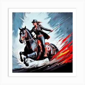 Woman Riding A Horse 2 Art Print