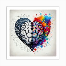 Brain Heart Math Art Print