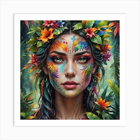 Beautiful Woman In The Jungle Art Print