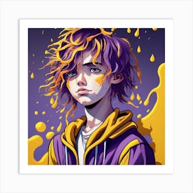 Boy With Purple Hair Art Print