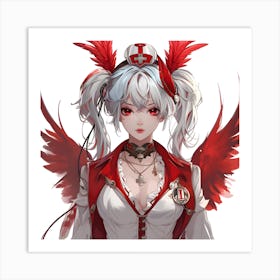 White Hair Anime Angel Doctor Art Print