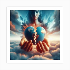 Angel Holding A Broken Earth 1 Art Print