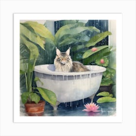 Maine Coon Cat Nestled Art Print