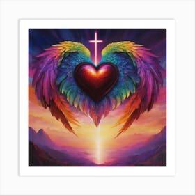 Angel Wings With Heart Art Print