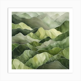 Japanese Watercolour Of Mount Amakarazi 1 Art Print