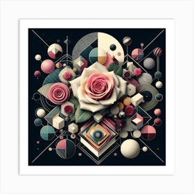 Geometric Art Roses 2 Art Print