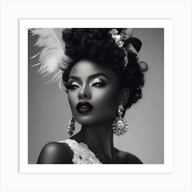 Black Woman With Feathers 2 Art Print