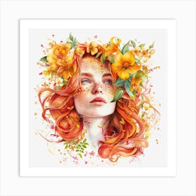 Girl With Flowers 26 Art Print