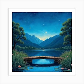 Bridge Over The Lake Art Print