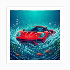 Car in Water Art Print