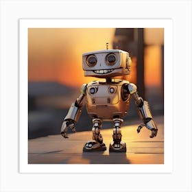 Robot At Sunset 6 Art Print