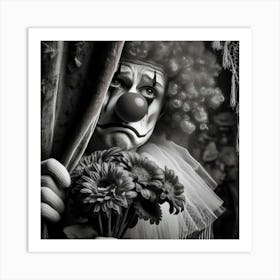 Clown With Flowers 3 Art Print