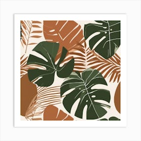 boho green and terrocota leafs Art Print