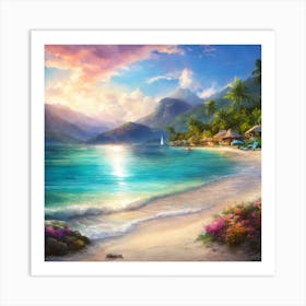 Sunset On The Beach Art Print