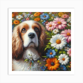 Dog In The Garden 1 Art Print