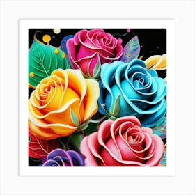 Abstract Painting Magical Organic Roses 2 Art Print