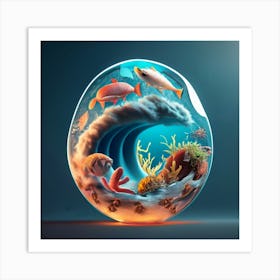 A Tsunami In Vertically Placed Glass With Beauti Art Print