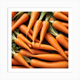 Carrots On A Black Background Art Print