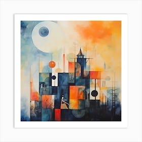 Abstract Harmonies: Vintage Watercolour Serenity Art Print