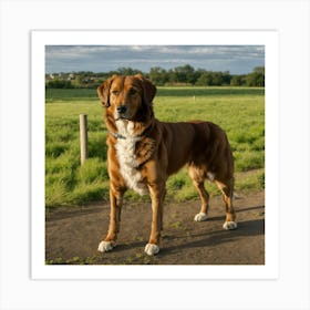 Dog Standing In Field Art Print