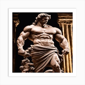 Muscular Man Statue Art Print