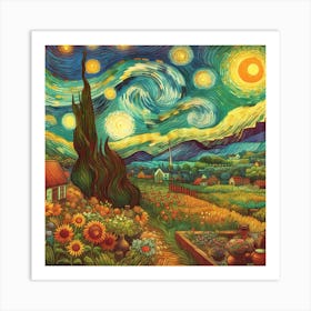 Landscape, style of Van Gogh Art Print