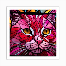 Cat, Pop Art 3D stained glass cat superhero limited edition 33/60 Art Print
