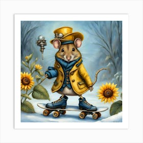 Mouse On A Skateboard Art Print