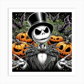 Halloween With Jack Skellington 2 Art Print