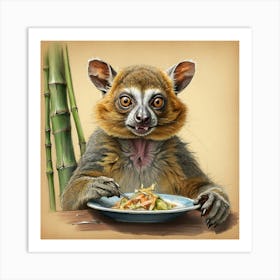 Lemur Eating Food Art Print