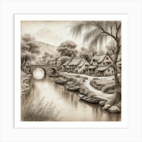 Village By The River art Art Print