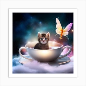 Cat In A Teacup Art Print