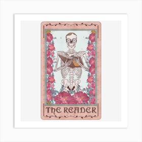 The Reader Skeleton Book Tarot Card Art Print