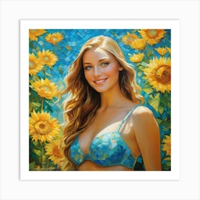 Sunflower Girl jh fd d Art Print