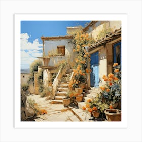 House With Flowers Art Print