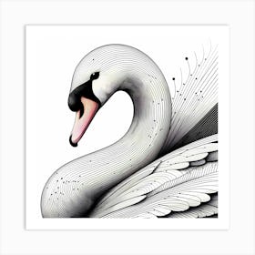 Swan - Abstract Line Art Illustration 245 Art Print