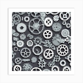 Realistic Gear Flat Surface Pattern For Background Use Sticker 2d Cute Fantasy Dreamy Vector Il (7) Art Print