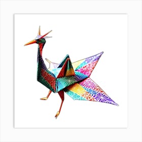 Rainbow Origami Bird Art Print