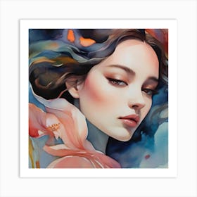 Watercolor Of A Woman Art Print