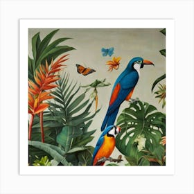 Parrots In The Jungle 1 Art Print