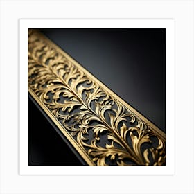 Bright Gold Metallic Border Smooth Texture Intricate Filigree Patterns Glinting Under Soft Diffu (3) Art Print