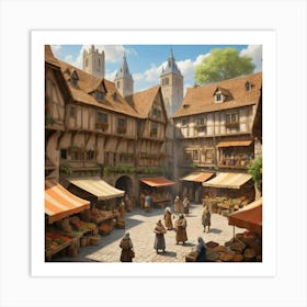 Medieval Market City art print 3 Art Print