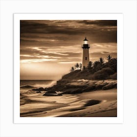 Lighthouse At Sunset 52 Art Print